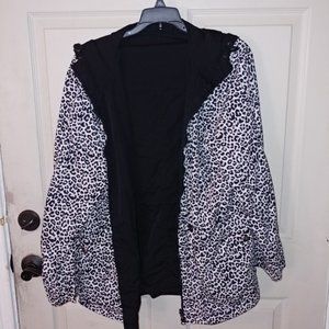 Black and leopard print reversible jacket